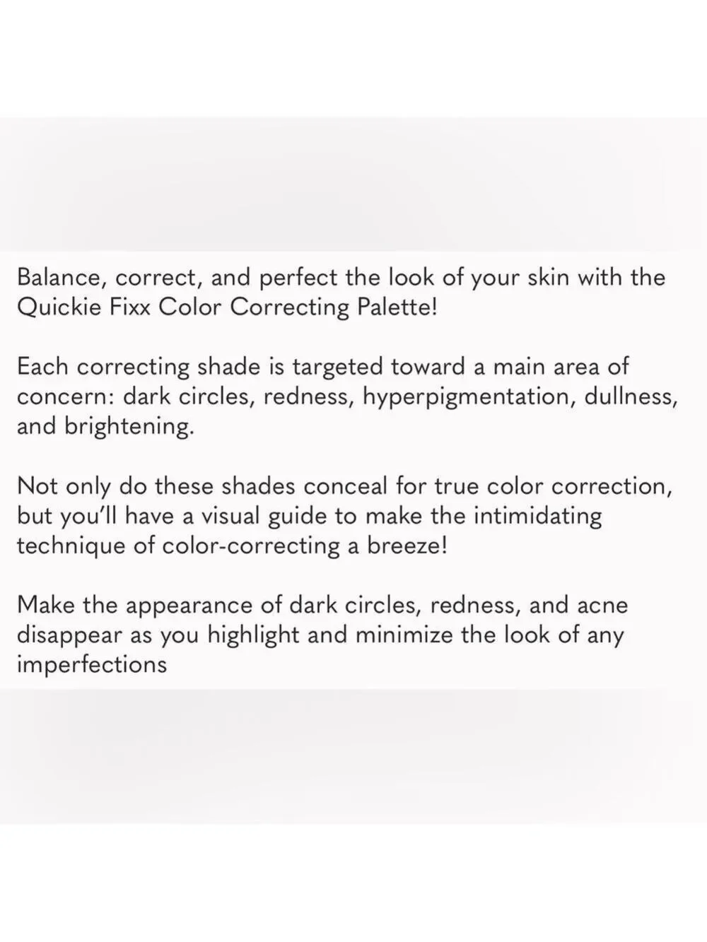 NIB Reema Beauty Quickie Fixx Color Correcting Palette - Conceals Imperfections
